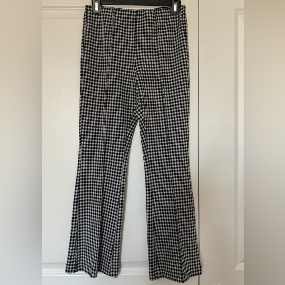 vestique Black and White Gingham Flare Pants